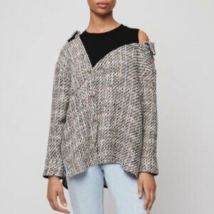 MAJE Trompe-l’oeil Tweed‎ Off-Shoulder top